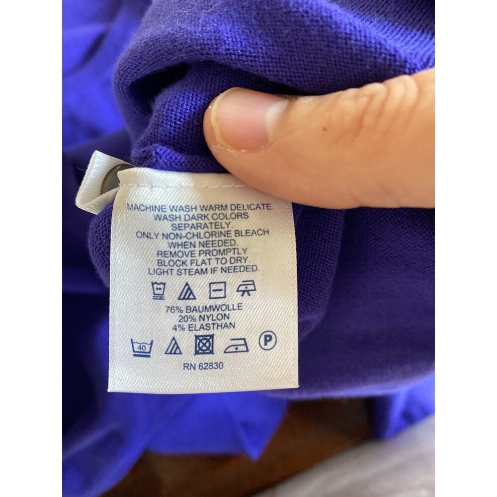 Lands End Purple Classic Button Up Cardigan XL 18 Feminine Cotton Blend - Picture 7 of 7